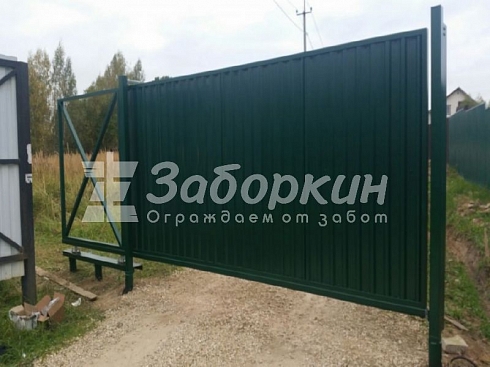 Откатные ворота на винтовых сваях